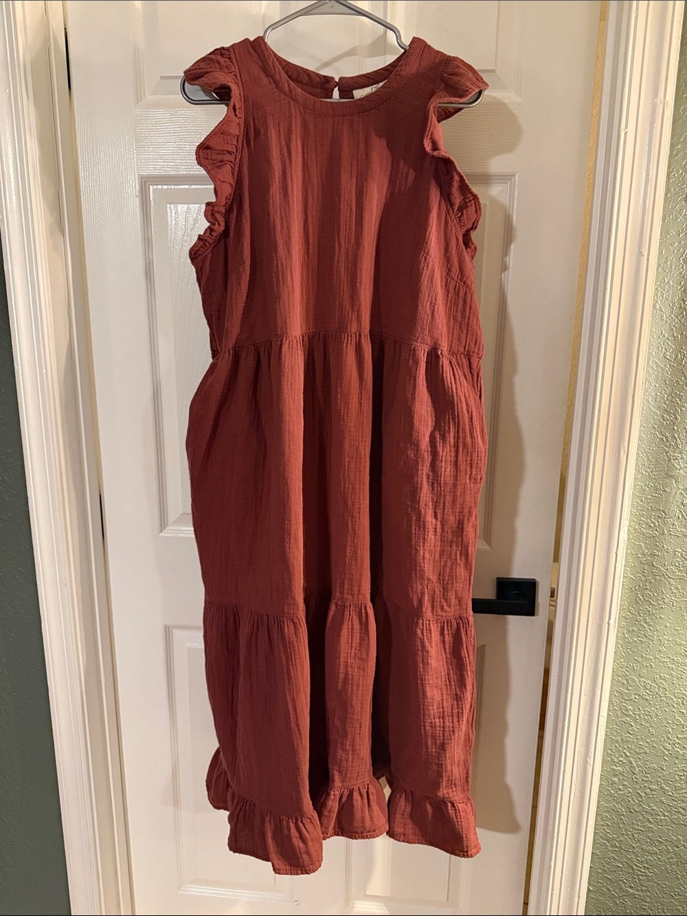 Universal Thread Rust Red Textured Sleeveless Dress